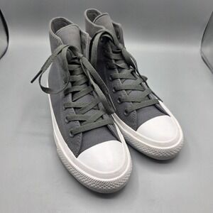 Converse Chuck Taylor II Sneakers Womens 8 Gray Canvas All Star High Top Lace Up
